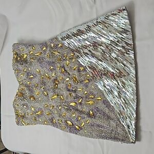 NWT Dulcci Vetan Silver strapless beaded mini dress size 12